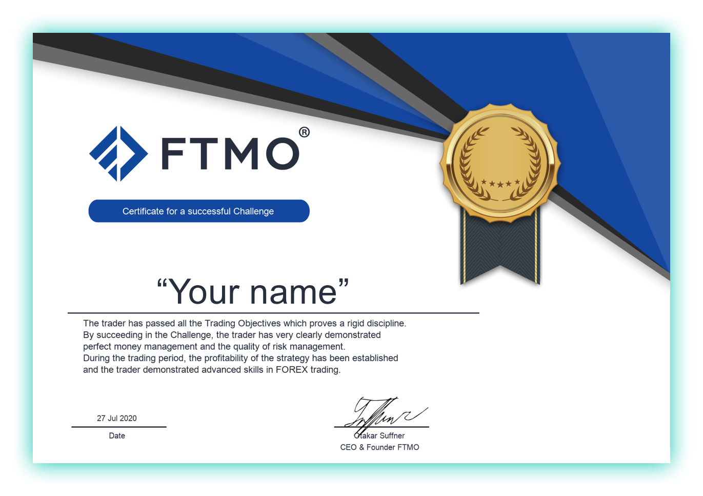 FTMO Funded Trader your name here